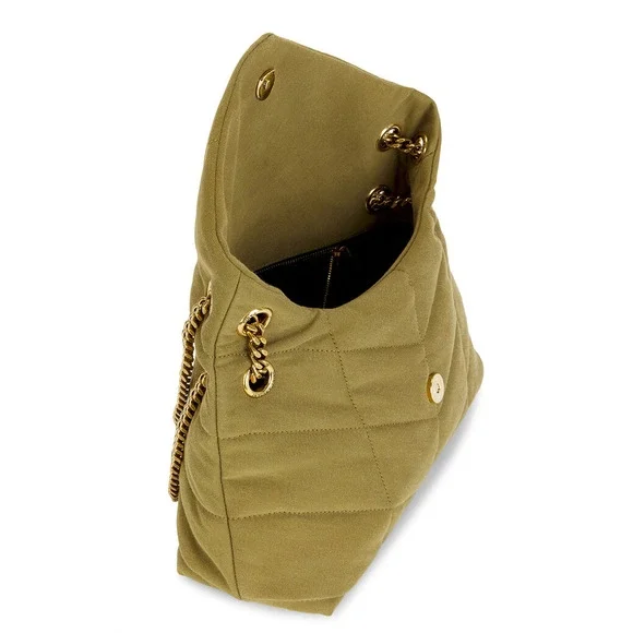Saint Laurent Small Puffer Chain Fir Green Gold YSL Logo Shoulder Crossbody Bag - Picture 16 of 16